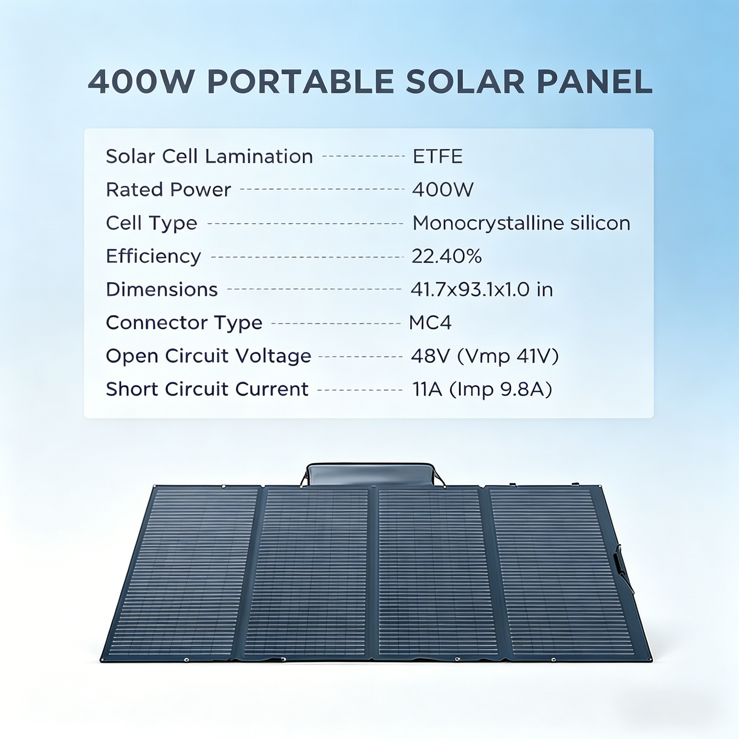 400W Portable Foldable Solar Panel with Stand - IP68 Waterproof