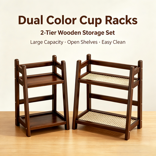 Wooden Cup Storage Rack, Tabletop Mug Organizer Shelf