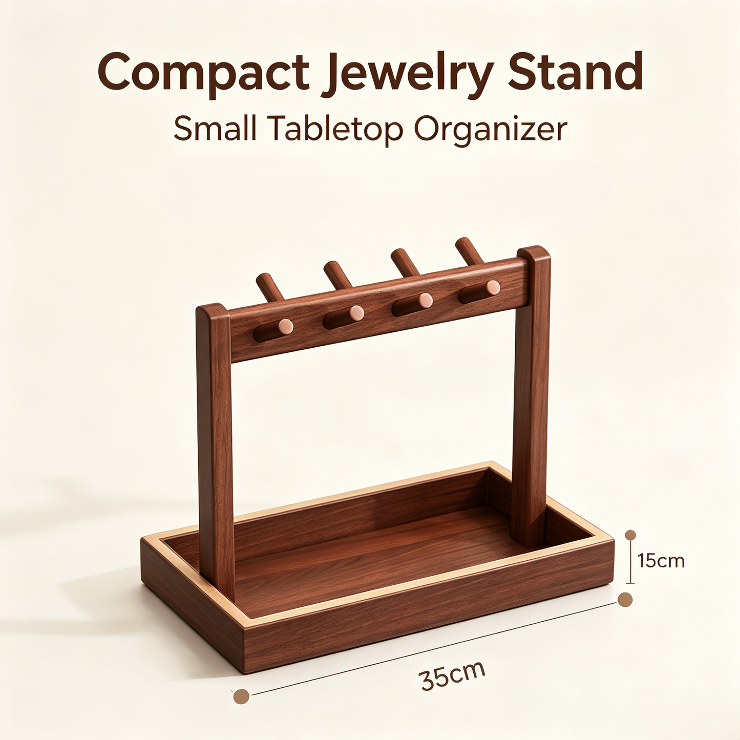 Wooden Jewelry Display Stand, Tabletop Necklace Ring Earring Organizer