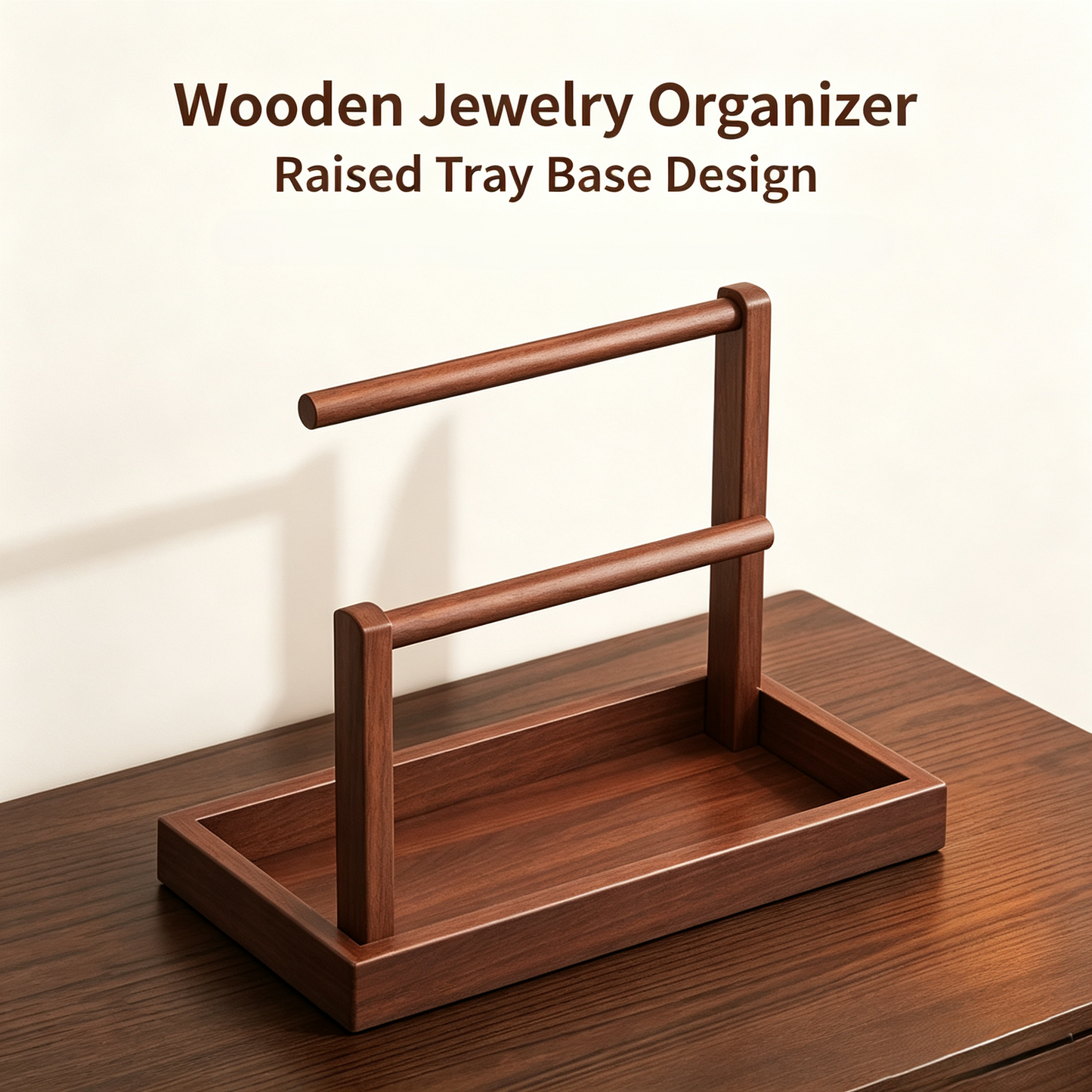 Wooden Jewelry Display Stand, Tabletop Necklace Ring Earring Organizer